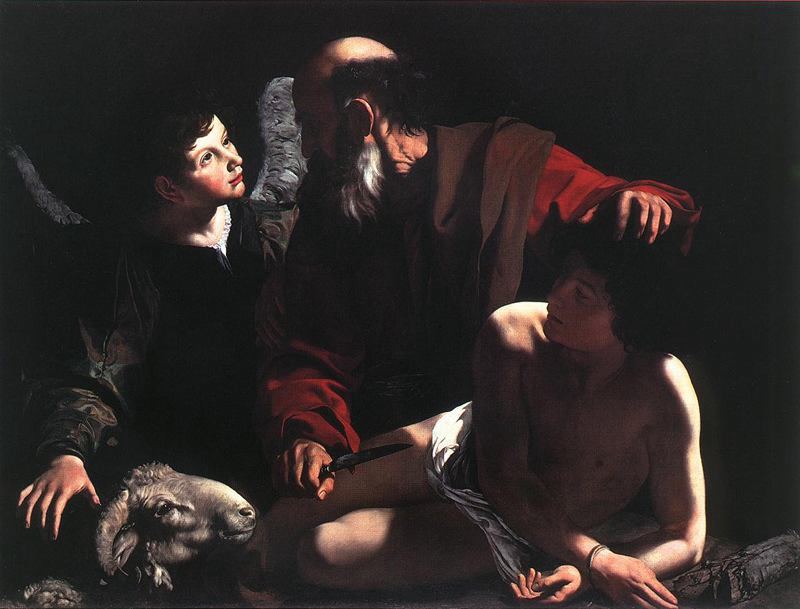 カラヴァッジョ　「イサクの犠牲」　1605　　116 x 173 cm　　　個人蔵